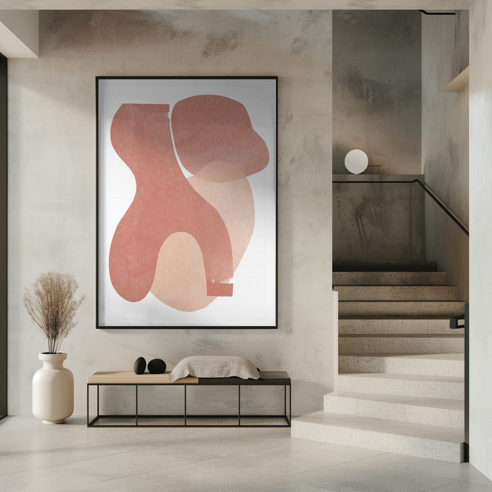 Pfirsichfarbene Papierschnittkomposition Nr. 2 | Poster