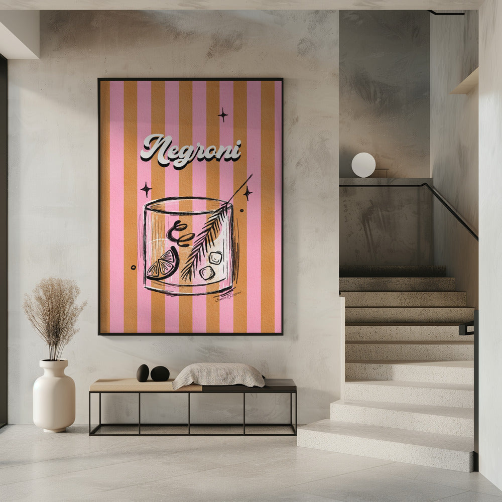 Negroni Drink auf Streifen | Poster