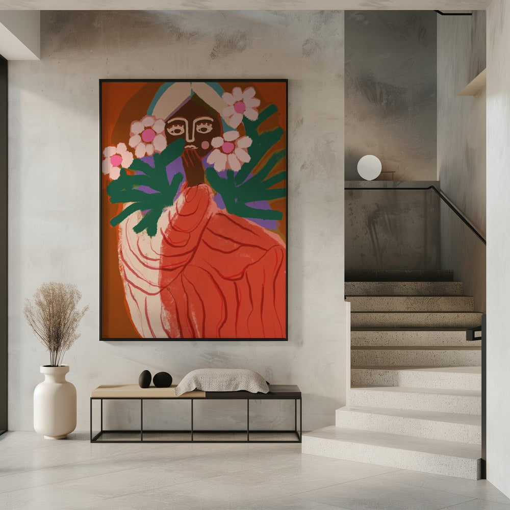 Schüchternes Blumenmädchen | Poster