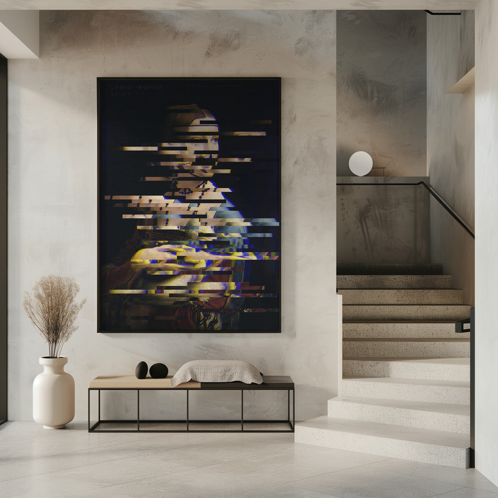 Glitched Leonardo da Vincis Dame mit dem Hermelin | Poster