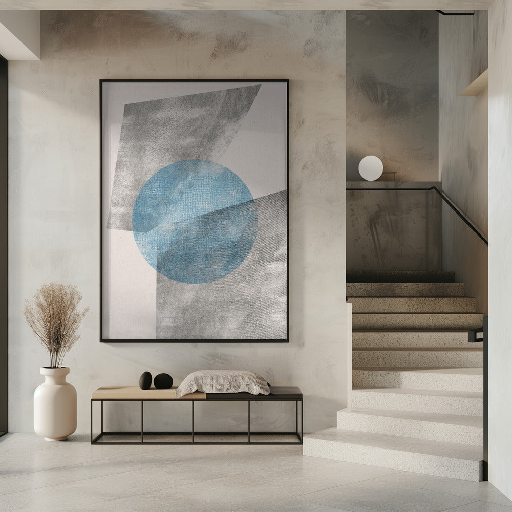 Blaues geometrisches modernes Objekt | Poster