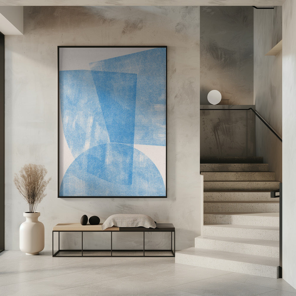 Blue Geometric Waves | Poster