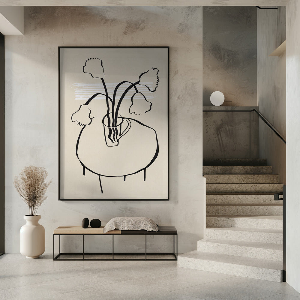 Blumendekor auf einem runden Tisch | Poster