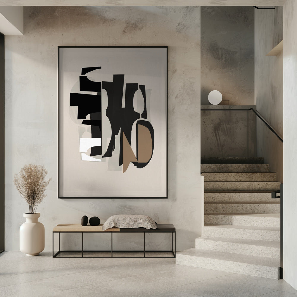 Schwarz-Weiß-Braun-Relief 2 | Poster