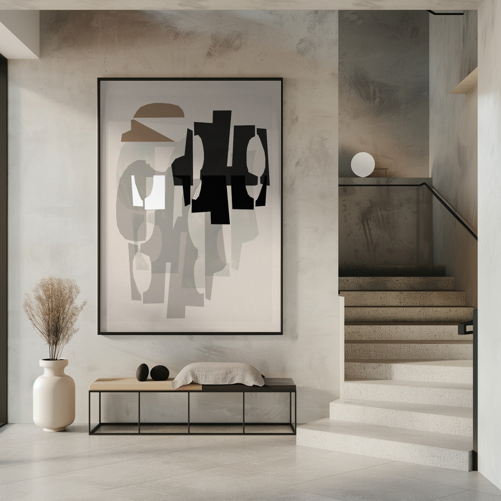 Schwarz-Weiß-Braun-Relief 1 | Poster