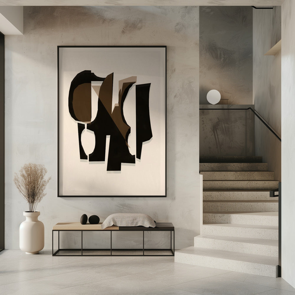 Schwarz-Weiß-Braun-Relief 3 | Poster