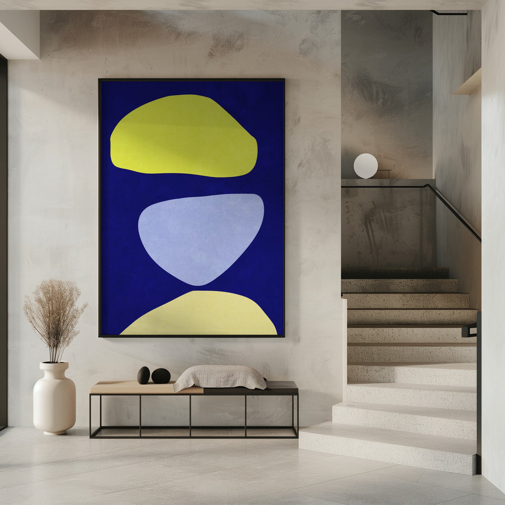 Abstrakte Formen Blau und Gelb | Poster