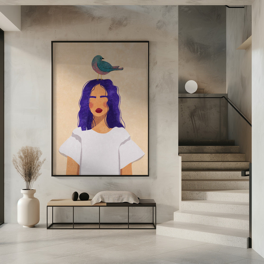 Mädchen mit Vogel | Poster