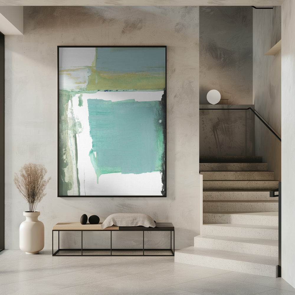 Aquablau Abstrakt auf Weiß 1 | Poster