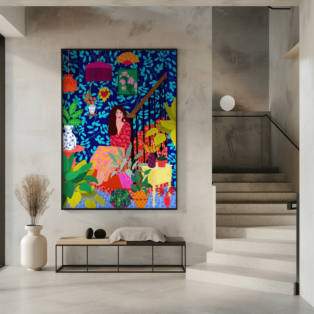 Frau auf der Treppe | Poster