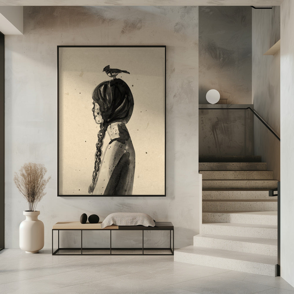 Mädchen mit Vogel | Poster