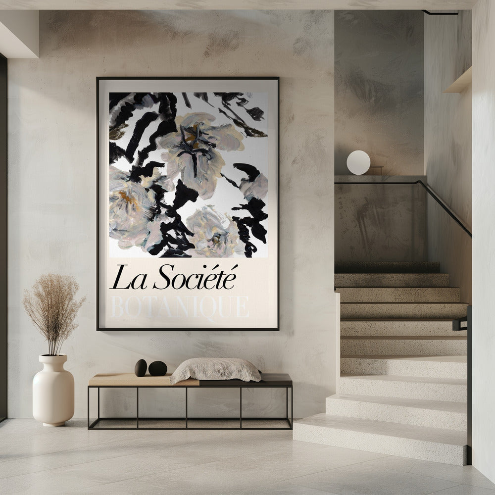 La Société Botanique Balck and White and Cream Flowers 2 | Poster