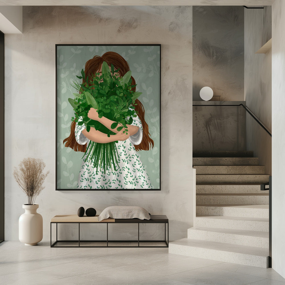 Mädchen mit Blumenstrauß | Poster