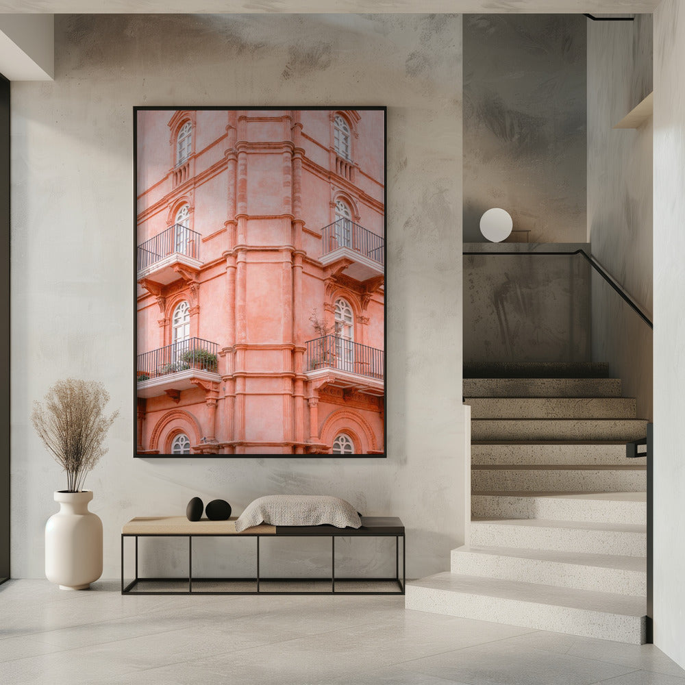 Pastellrosa Umbrien | Italien Reisefotografie | Poster