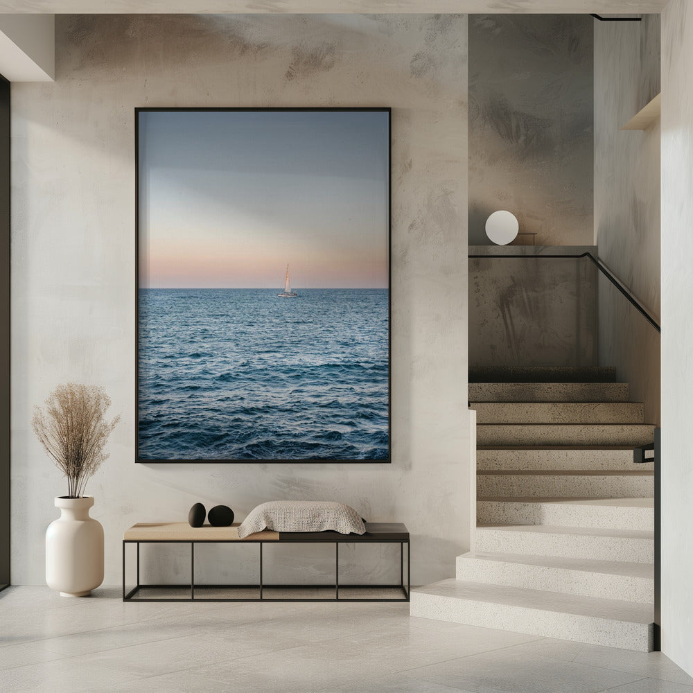 Segeln an der Amalfiküste bei Sonnenuntergang | Italien Reisefotografie | Poster