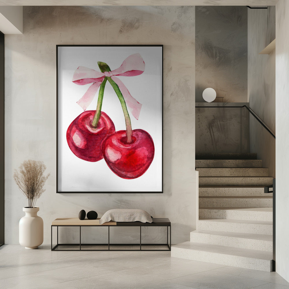 Rote Kirschrosa Schleife | Poster