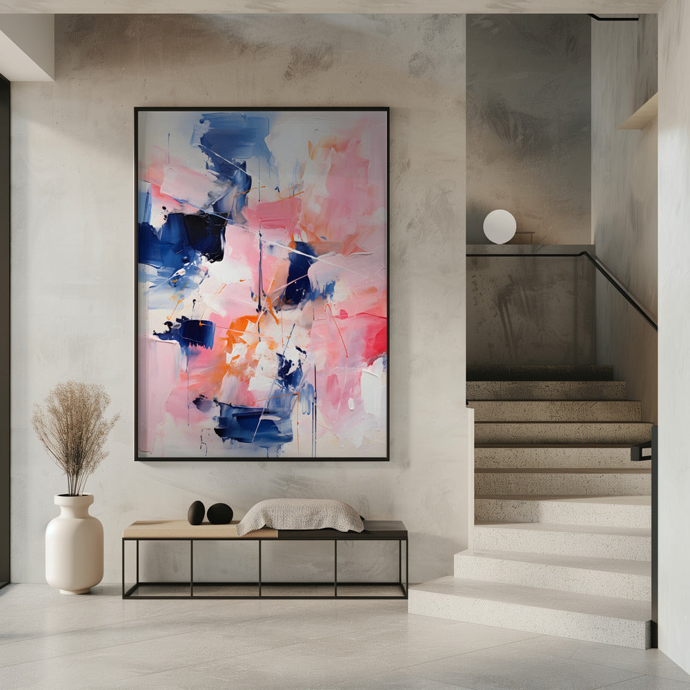 Blush Indigo Abstrakter Druck Zweites 4x | Poster