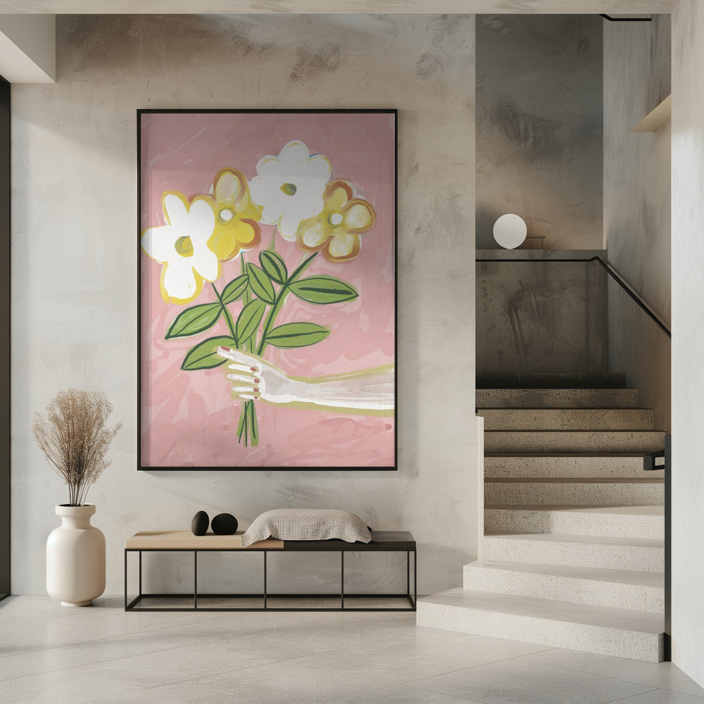 Blumenstrauß Rosa und Gelb | Poster