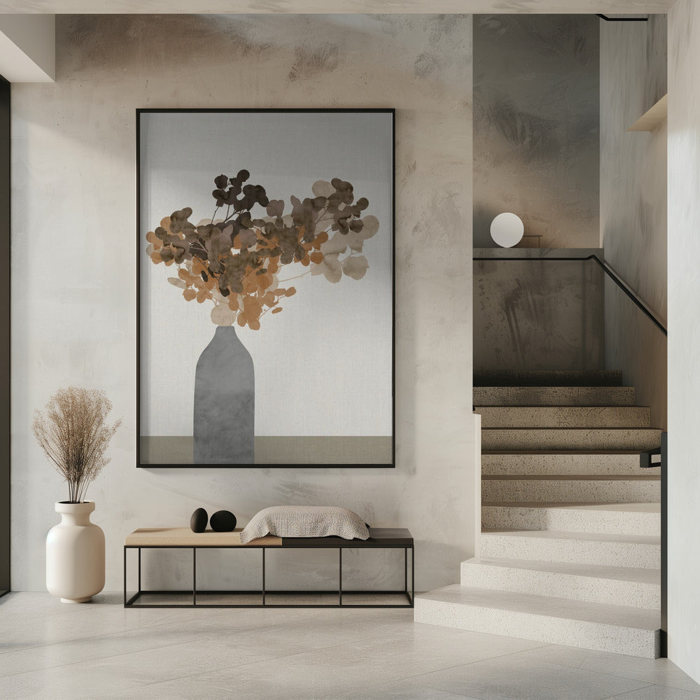 Rostbraune Trockenblumen in einer Vase auf Tisch 2 | Poster