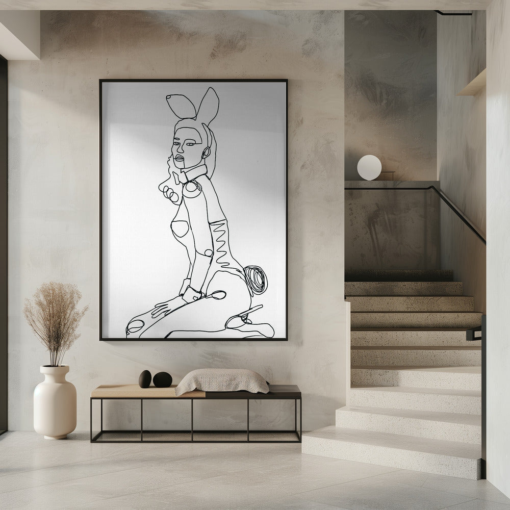Strichzeichnung der Hasendame | Poster