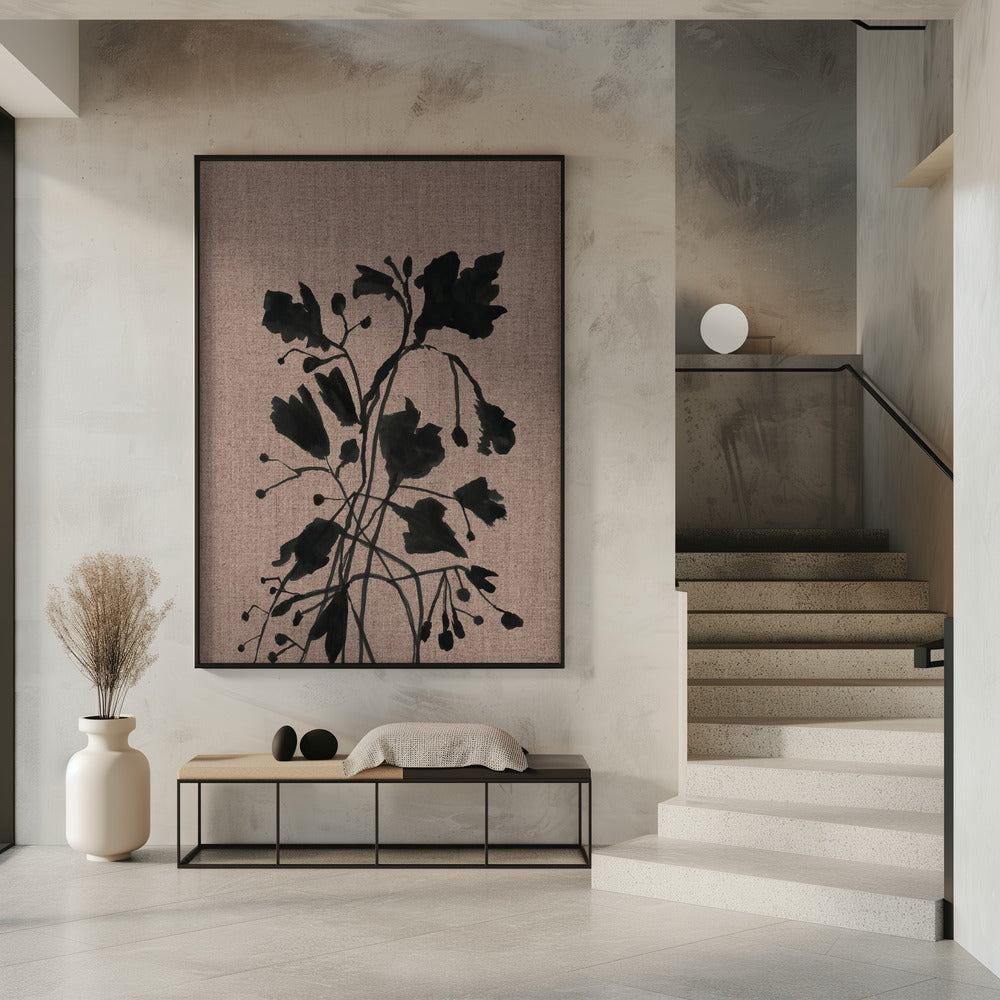 Schwarzes Blumenmuster II | Poster