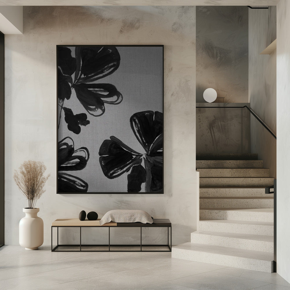 Schwarzes Blumenmuster 4 | Poster