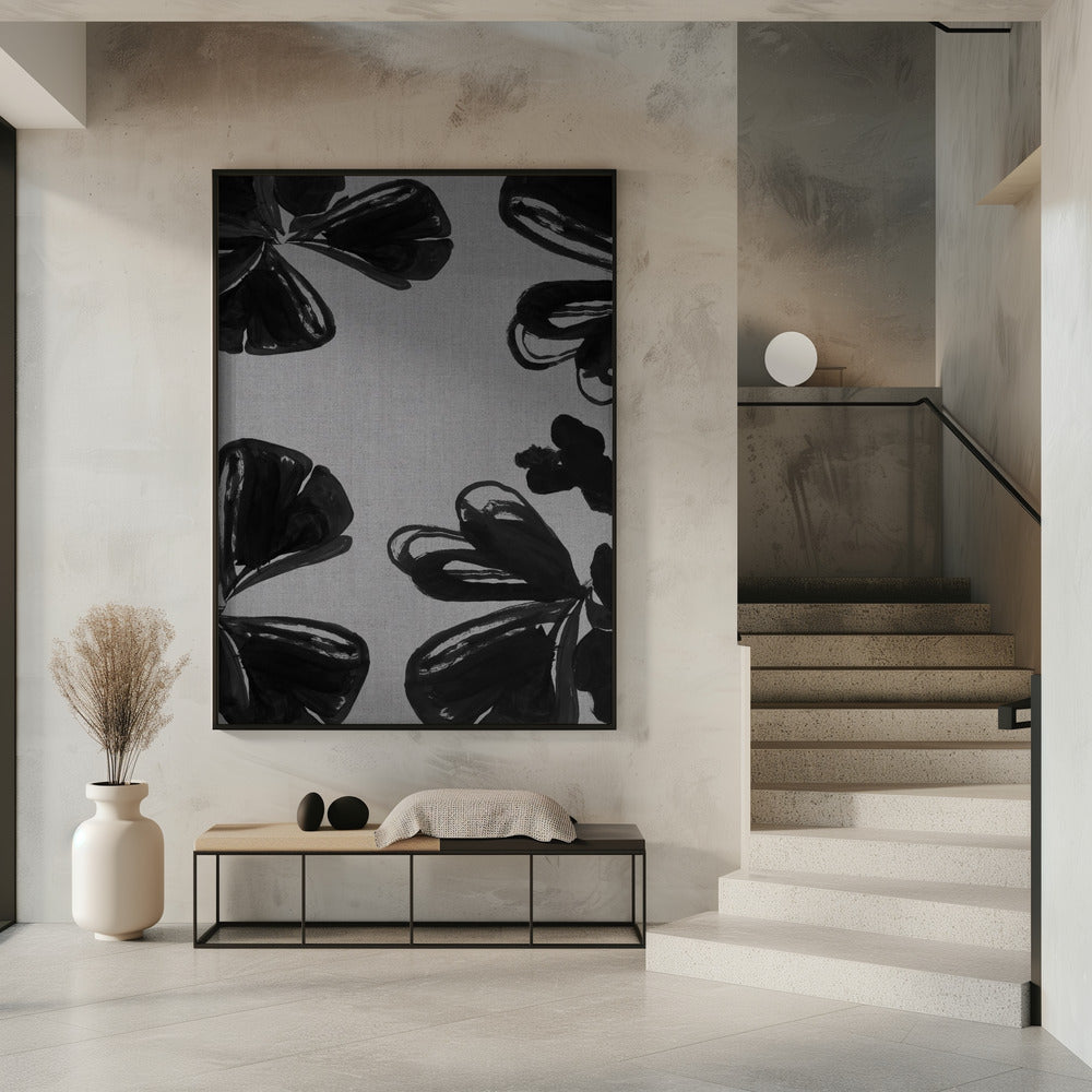 Schwarzes Blumenmuster 6 | Poster