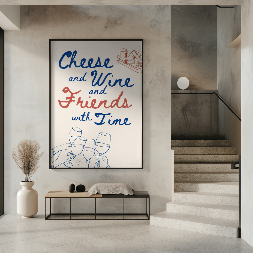 Käse und Wein..., Text + Illustration | Poster
