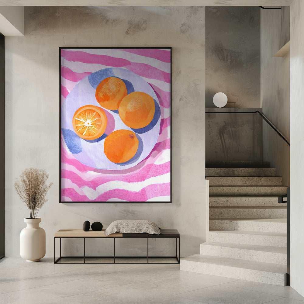 Orangen auf Teller | Poster