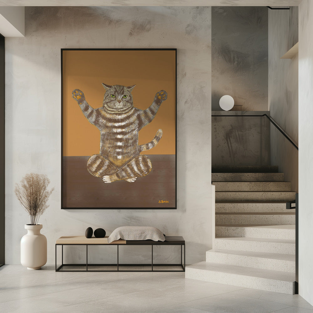 Yoga Katze Tan Hintergrund | Poster