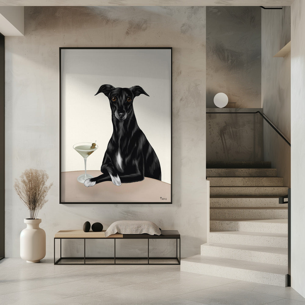 Edler Windhund mit Martini | Poster