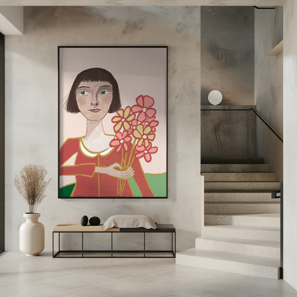 Frau mit Blumen | Poster