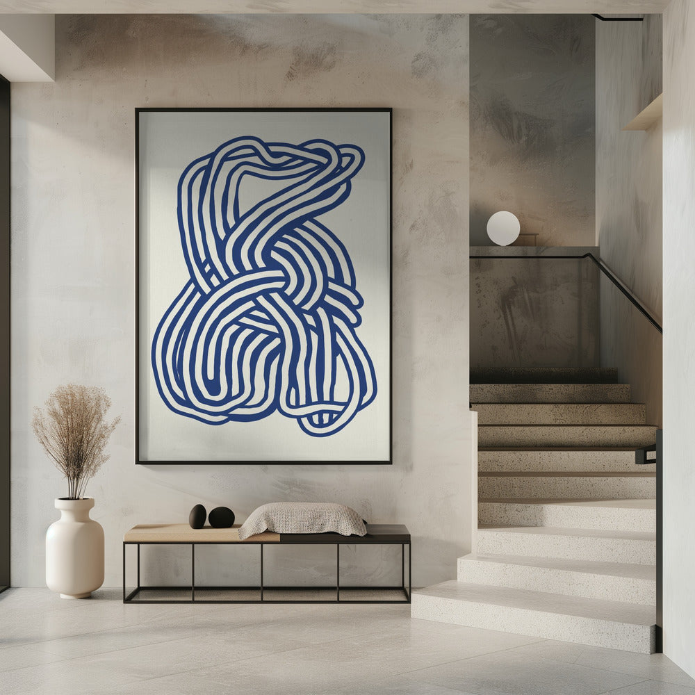 Line Art organische Form in Blau 02 | Poster