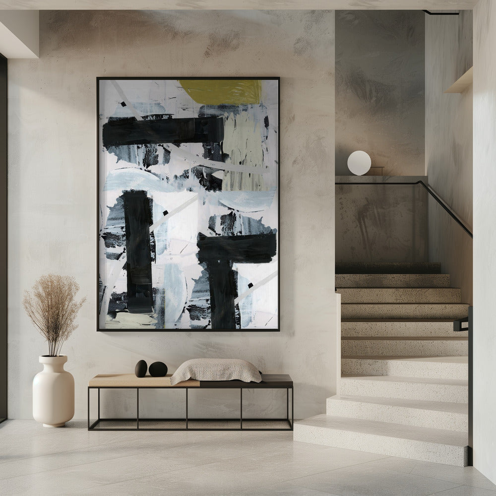 Schwarz-Weiß und Gold Abstrakt 1 | Poster