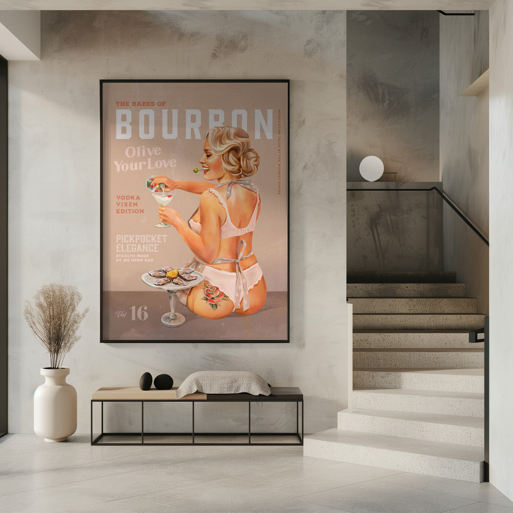 Bourbon Babe Vol 16 Vintage Vodka Martini Pin Up Girl | Poster