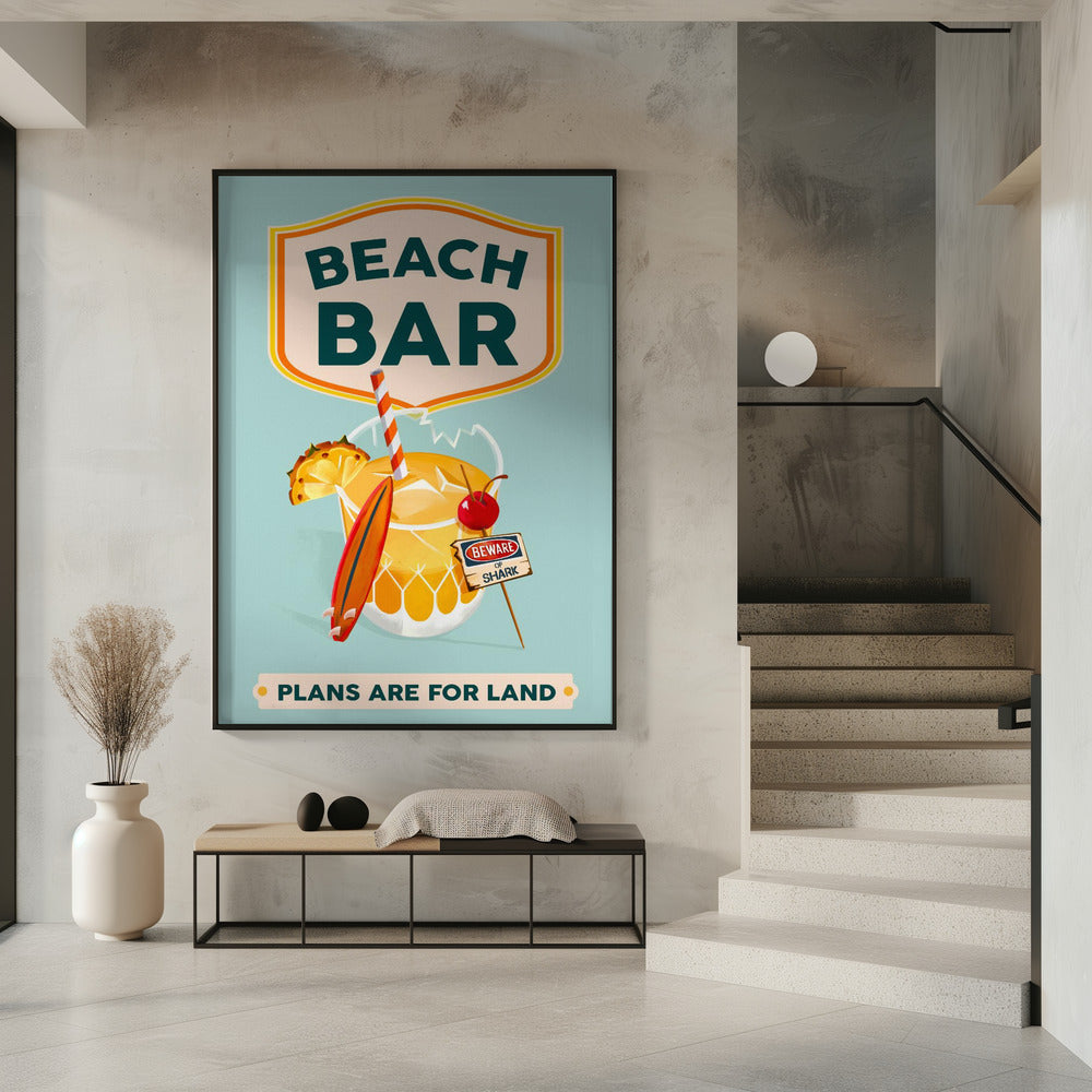 Strandbar Sommer Tropische Cocktailbar Kunst | Poster