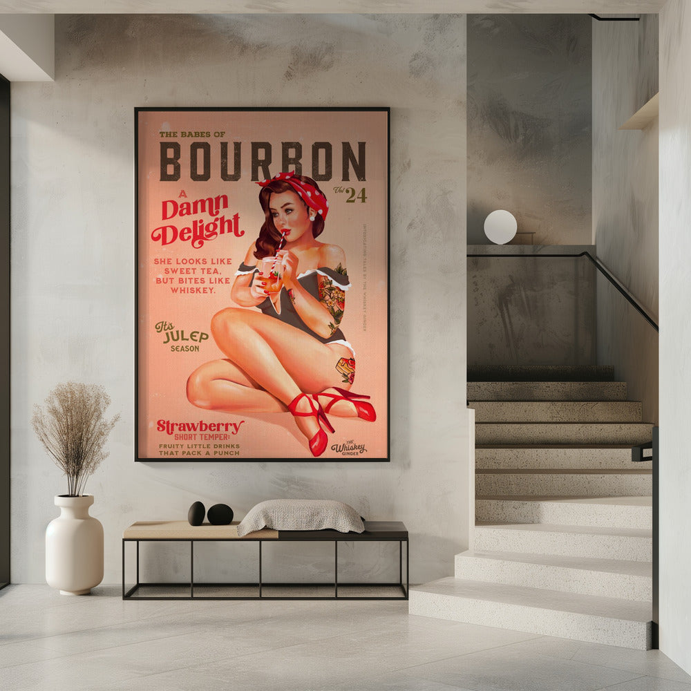 Bourbon Babes Vol 22 Vintage Pinup Girl trinkt einen Cocktail | Poster
