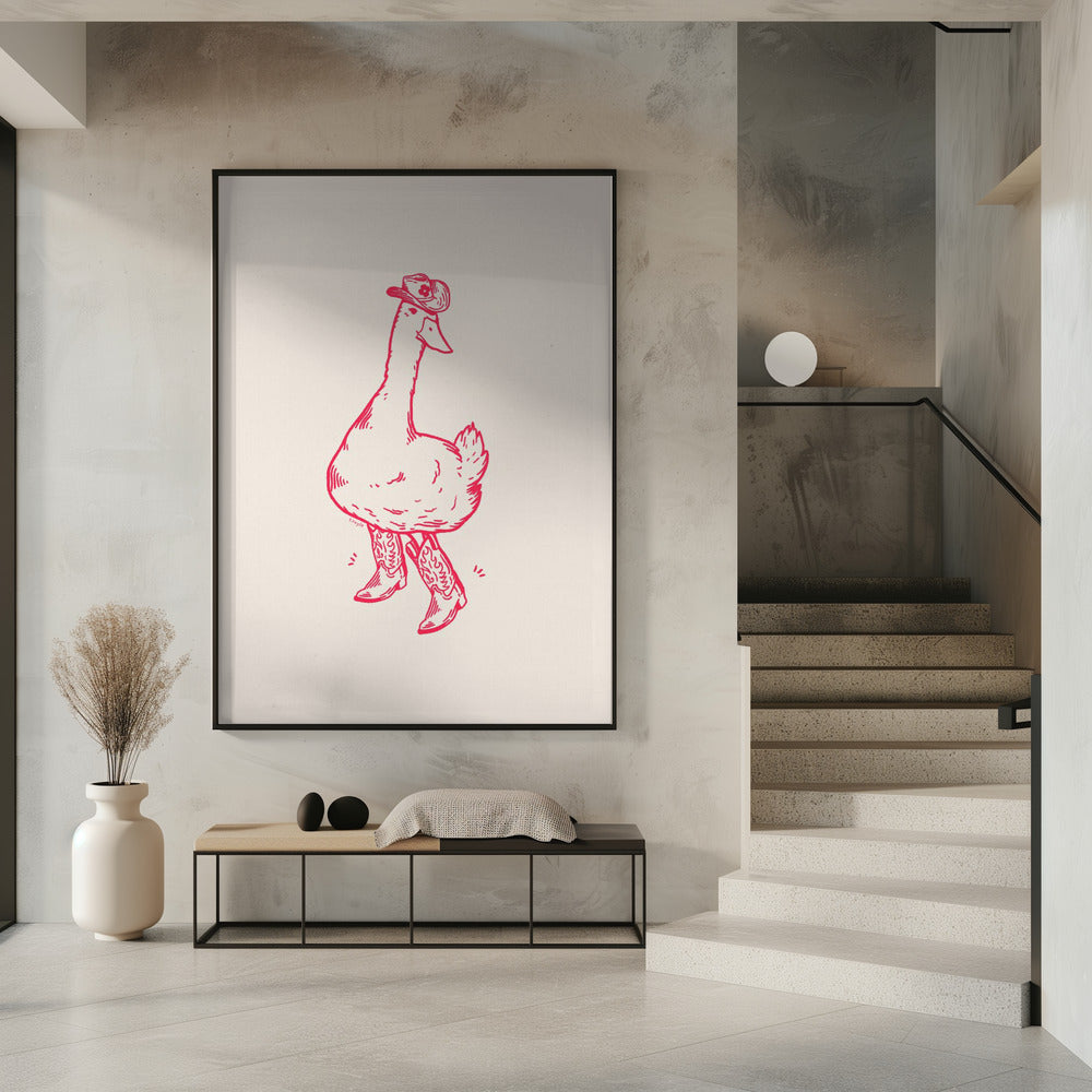 Ente in Westernstiefeln in Pink | Poster