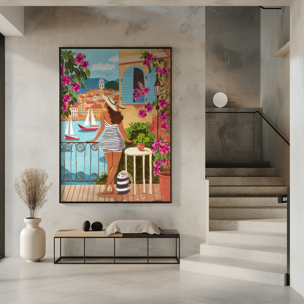 Reiseplakat Frau in Saint-Tropez, Frankreich | Poster