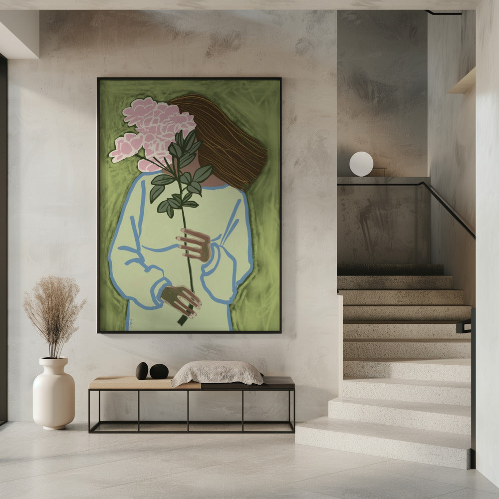 Dame mit Blumen | Poster