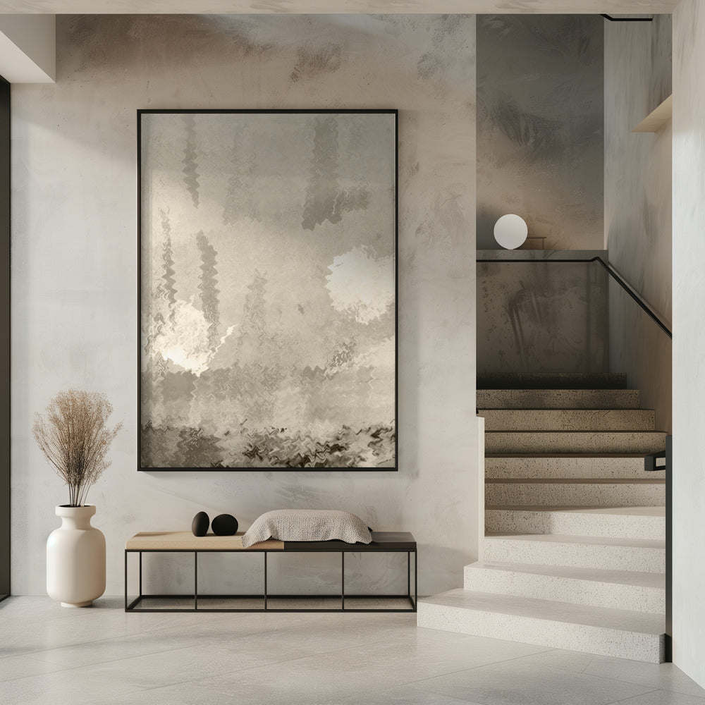 Two Moons. Reflections. Abstract Lanscape In Neutral Colors No.1 | Poster