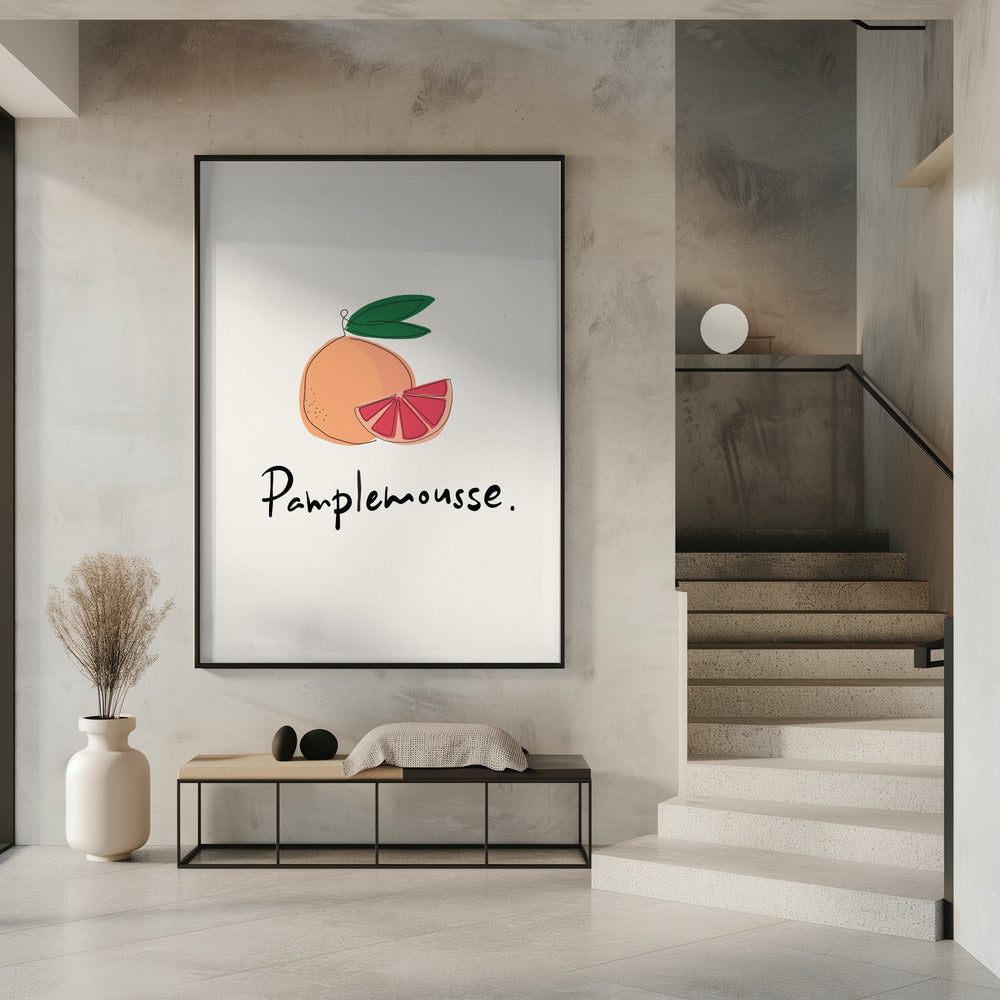 Moderne französische Obstkollektion "Grapefruit / Pamplemousse" | Poster