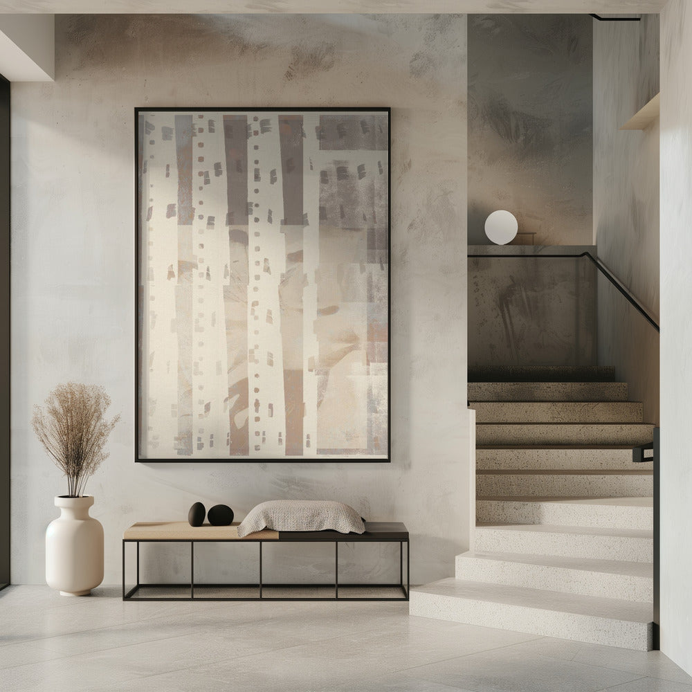 Neutral Abstract pattern in light terracotta, taupe and white. | Poster