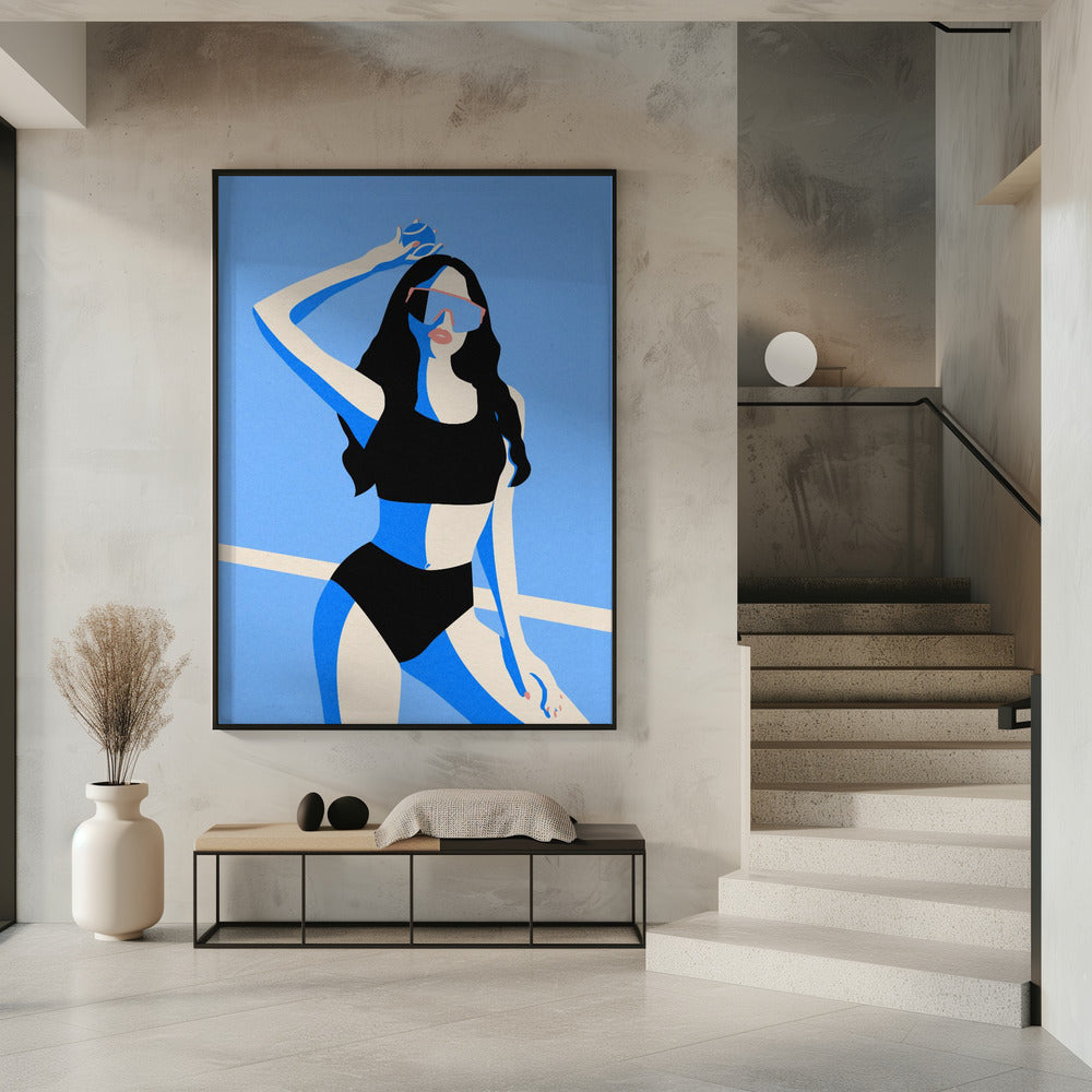 Blaues Sportmädchen | Poster