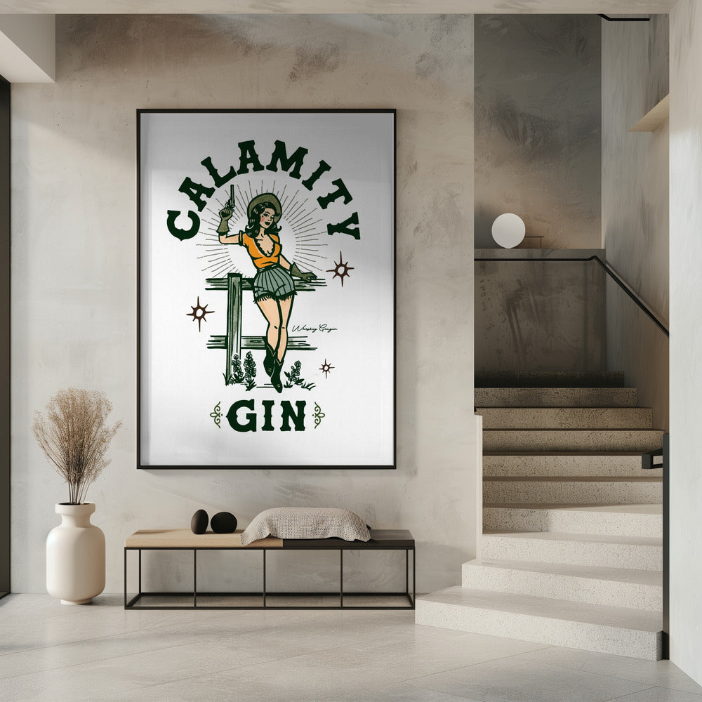 Calamity Gin Funny Retro Western Cowgirl Art | Poster