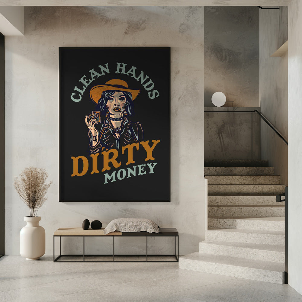 Clean Hands Dirty Money Poker Cowgirl | Poster
