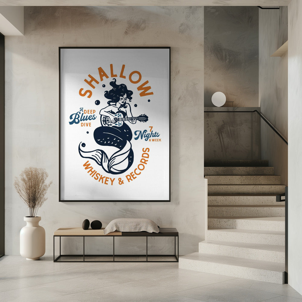 Shallow Whiskey & Records Dive Bar Musik Meerjungfrau | Poster
