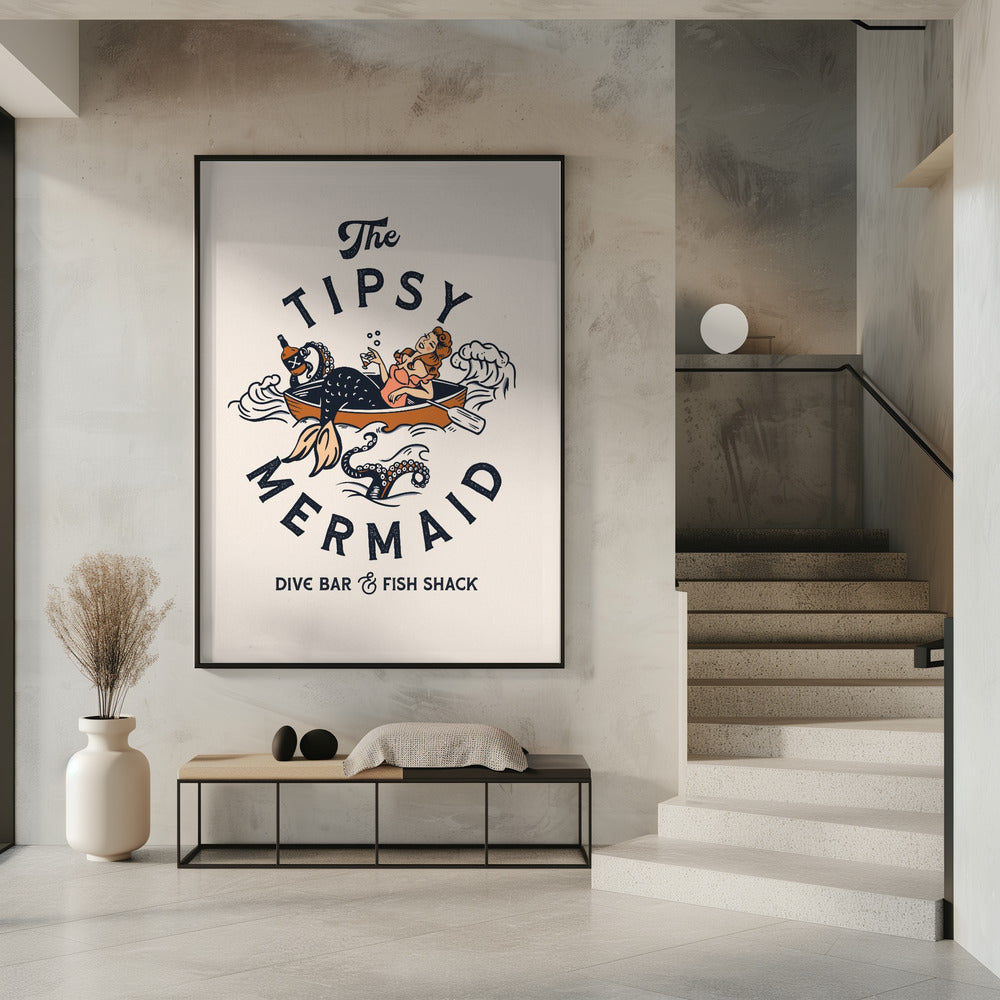 Tipsy Mermaid Dive Bar Meerjungfrau Kunst | Poster
