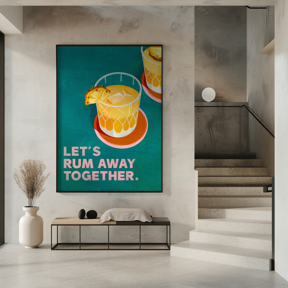 Rum Away Beach Bar Cocktail Art | Poster
