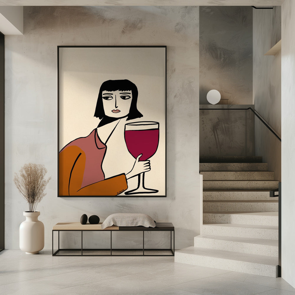 Dame trinkt Wein | Poster
